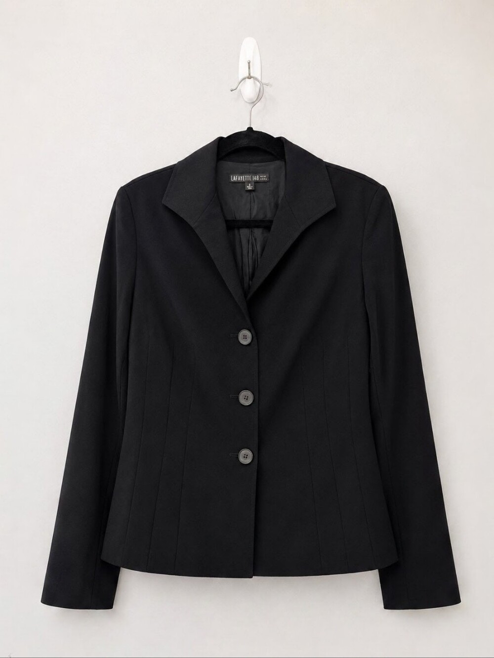 Lafayette 148 Black Virgin Wool Stretch Blazer 8